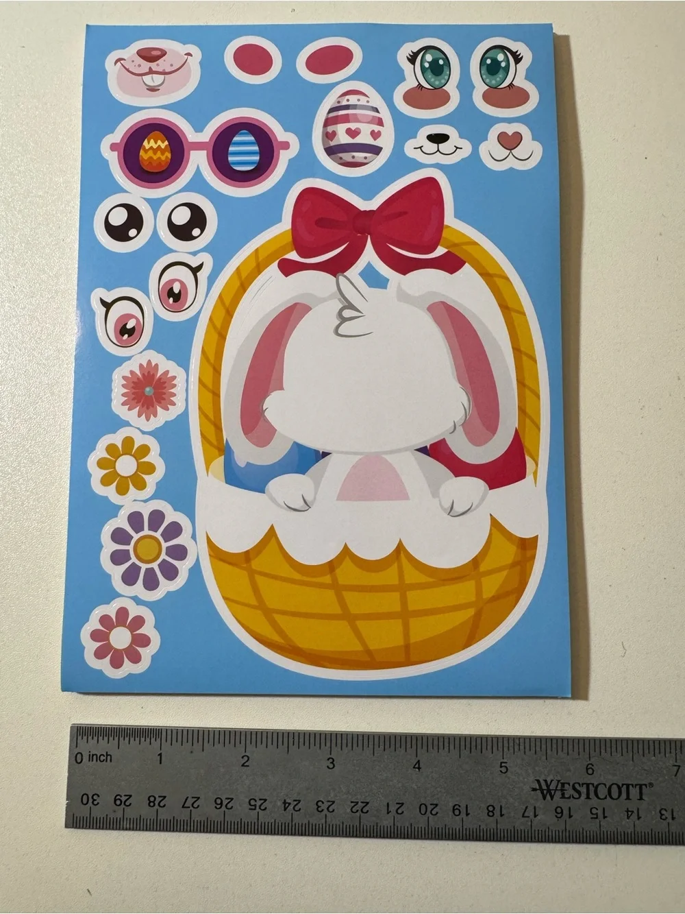 24 Easter Bunny & Egg Sticker Sheets - Colorful Party Stickers (Assorted Colors)